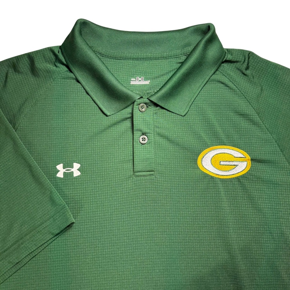 Under Armour Green Bay Packers Polo Shirt Men's XXL Green Golf Button Up‎